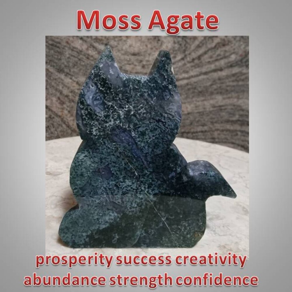 ❤️LAST DAY!   Moss Agate stone rock crystal CAT PROSPERITY success ABUNDANCE